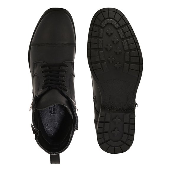LIBERTYZENO Men\'s Black Lace-Up Casual Boots